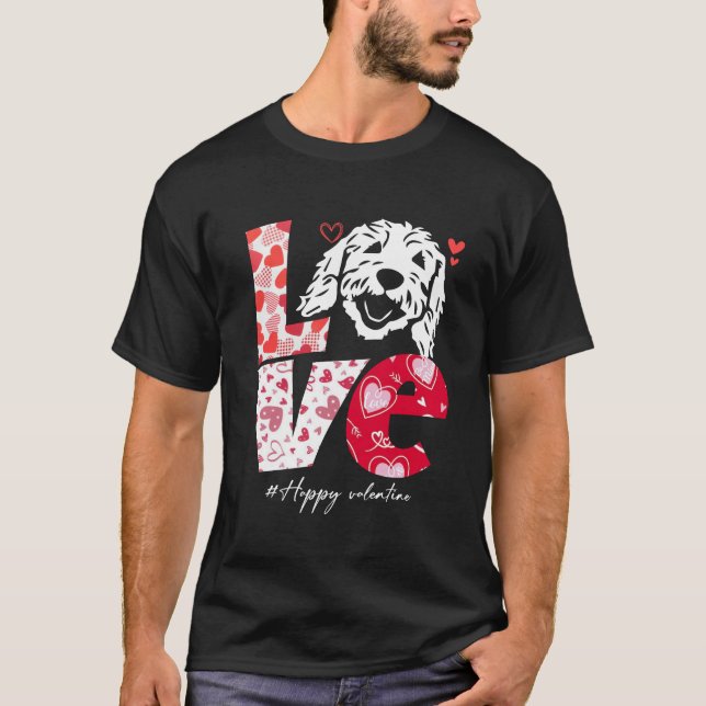 Love Goldendoodle dogs lover valentine T-Shirt (Front)
