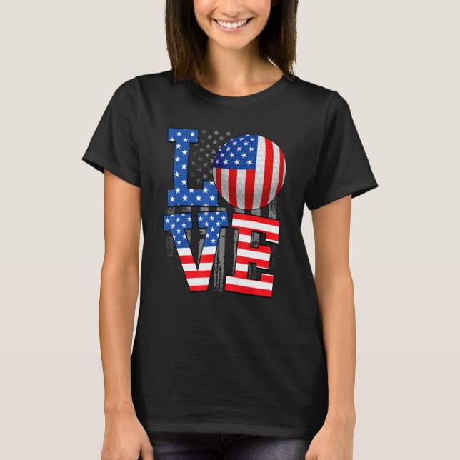 Love Golf Ball American Flag USA Indepedence Day M T-Shirt (Front)