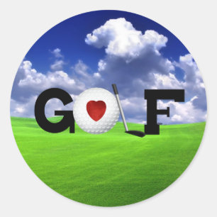Love Golf Classic Round Sticker