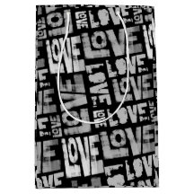 Love Graffiti Gift Bag - Black and White