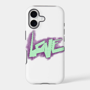 love graffiti purple green mint typography dots