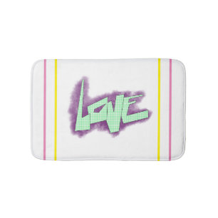 love graffiti purple green mint typography dots  bath mat