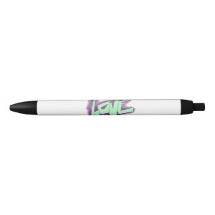 love graffiti purple green mint typography dots  black ink pen