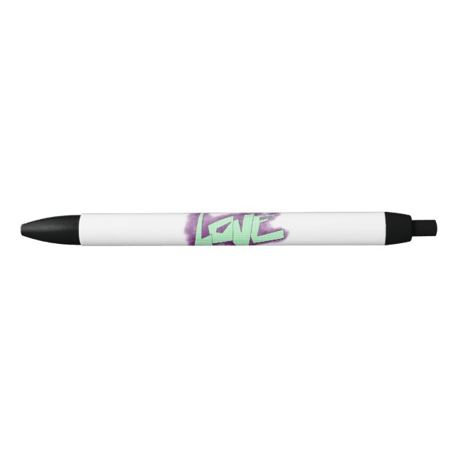 love graffiti purple green mint typography dots  black ink pen (Front)