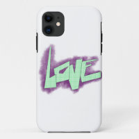 love graffiti purple green mint typography dots