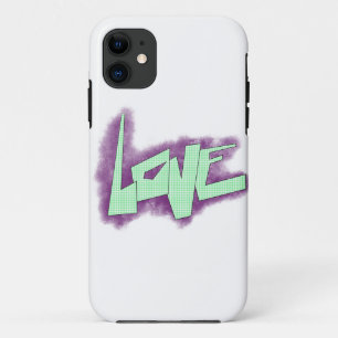love graffiti purple green mint typography dots iPhone 11 case