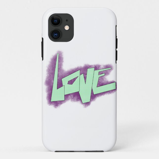 love graffiti purple green mint typography dots  Case-Mate iPhone case (Back)