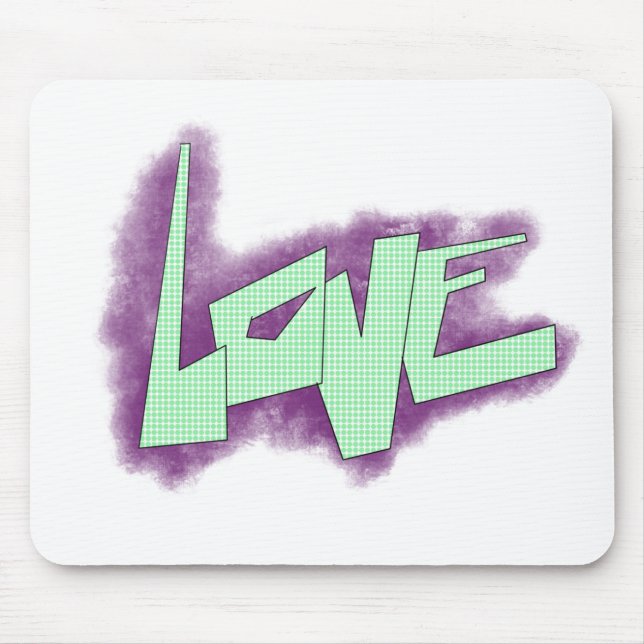 love graffiti purple green mint typography dots  mouse mat (Front)