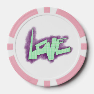 love graffiti purple green mint typography dots  poker chips