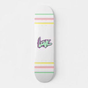 love graffiti purple green mint typography dots  skateboard
