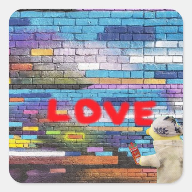 Love Graffiti wall art. Square Sticker (Front)