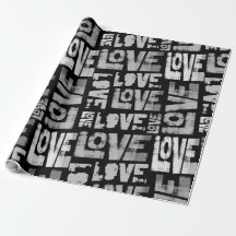 Love Graffiti Wrapping Paper - Black and White
