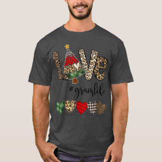Love Gram Life Heart Christmas Tree Leopard Plaid T-Shirt