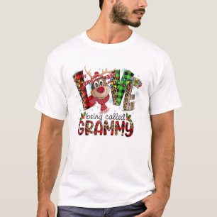 LOVE Grammy Funny Reindeer Christmas Leopard Plaid T-Shirt