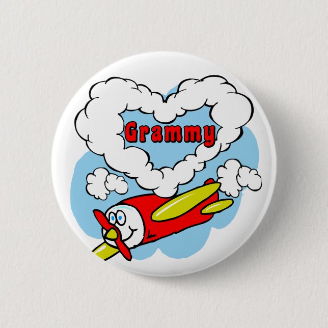 Love Grammy Kids Aeroplane 6 Cm Round Badge (Front)