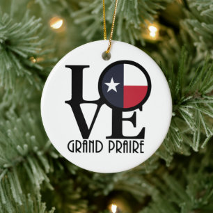 LOVE Grand Prairie Texas Ceramic Tree Decoration