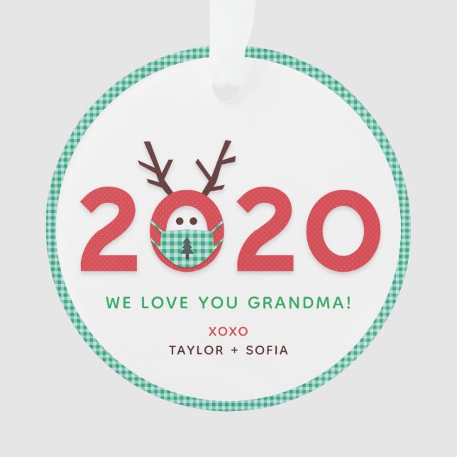 Love Grandma 2020 Custom Photo Acrylic Ornament (Front)