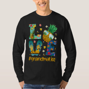 Love Grandma Life Flip Flops Sunglasses Pineapple T-Shirt