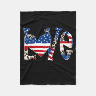 Love Grandma Life Patriotic USA Fleece Blanket