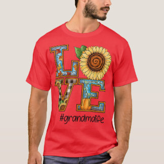 Love Grandma Life Sunflower Pumpkins Fall Autumn  T-Shirt
