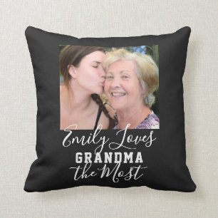 LOVE GRANDMA THE MOST Custom Photo Mother's Day Cushion