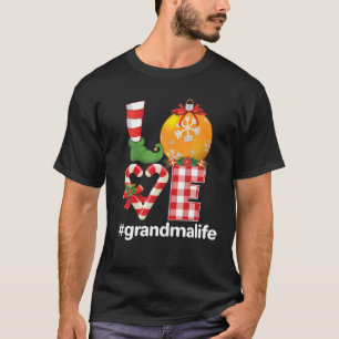 Love Grandmalife Grandma Santa Elf Candy Cane Swea T-Shirt