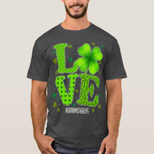 Love Grandmother Green Plaid Leopard Patricks Day T-Shirt