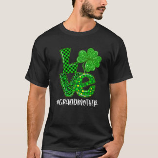 Love Grandmother St Patrick's Green Plaid Leopard T-Shirt