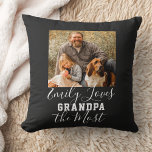 LOVE GRANDPA THE MOST Custom Father's Day Cushion<br><div class="desc">LOVE GRANDPA THE MOST Custom Photo Father's Day Throw Pillow. Give 'Wow' surprise to your Dad or Grandpa! Celebrate 'Happy Father's Day' with this lovely gift, perfect for your awesome Dad or Grandpa that will bring a big smile to their face. Photo and the texts are pre-arranged for you to...</div>