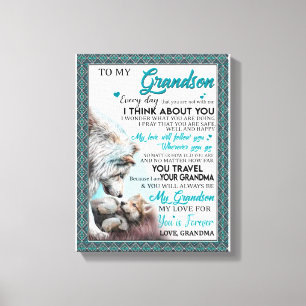 Love Grandson   Letter To My Grandson From Grandma Canvas Print