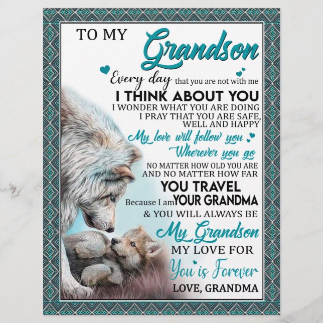 Love Grandson | Letter To My Grandson From Grandma Custom Letterhead (Front)