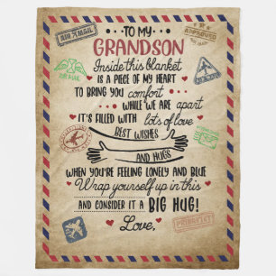 Love Grandson   Letter To My Grandson From Grandma Fleece Blanket