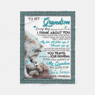 Love Grandson   Letter To My Grandson From Grandma Fleece Blanket