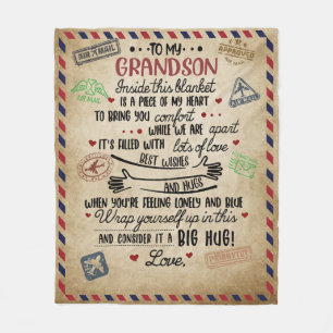 Love Grandson Letter To My Grandson From Grandma Fleece Blanket