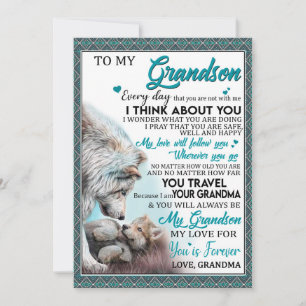 Love Grandson   Letter To My Grandson From Grandma Holiday Card