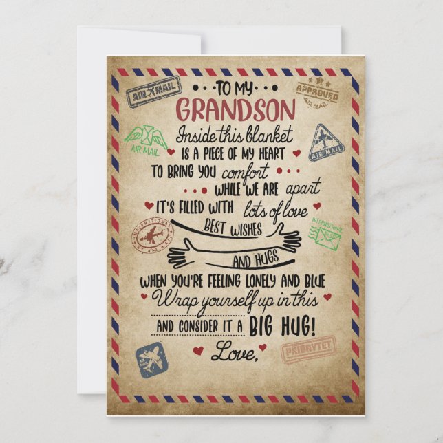 Love Grandson | Letter To My Grandson From Grandma Invitation (Front)