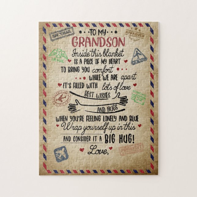 Love Grandson | Letter To My Grandson From Grandma Jigsaw Puzzle (Vertical)