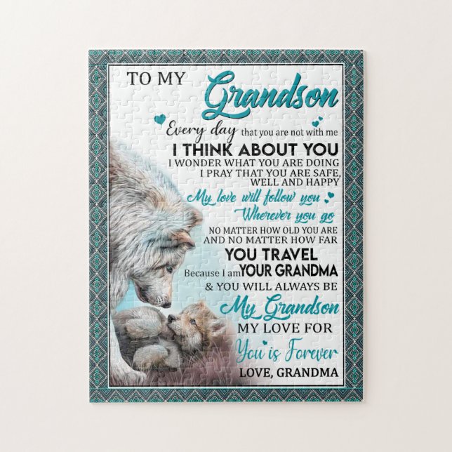 Love Grandson | Letter To My Grandson From Grandma Jigsaw Puzzle (Vertical)