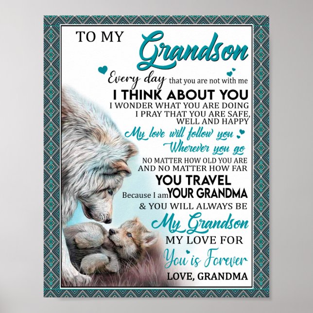 Love Grandson | Letter To My Grandson From Grandma Poster (Front)