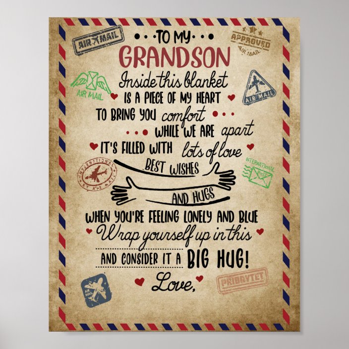 Love Grandson | Letter To My Grandson From Grandma Poster | Zazzle.co.uk