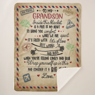 Love Grandson   Letter To My Grandson From Grandma Sherpa Blanket
