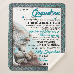 Love Grandson   Letter To My Grandson From Grandma Sherpa Blanket