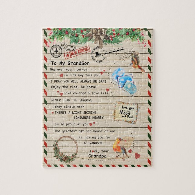 Love Grandson|Letter To My Grandson I Proud Of You Jigsaw Puzzle (Vertical)