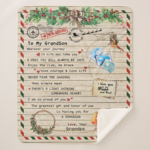 Love Grandson Letter To My Grandson I Proud Of You Sherpa Blanket