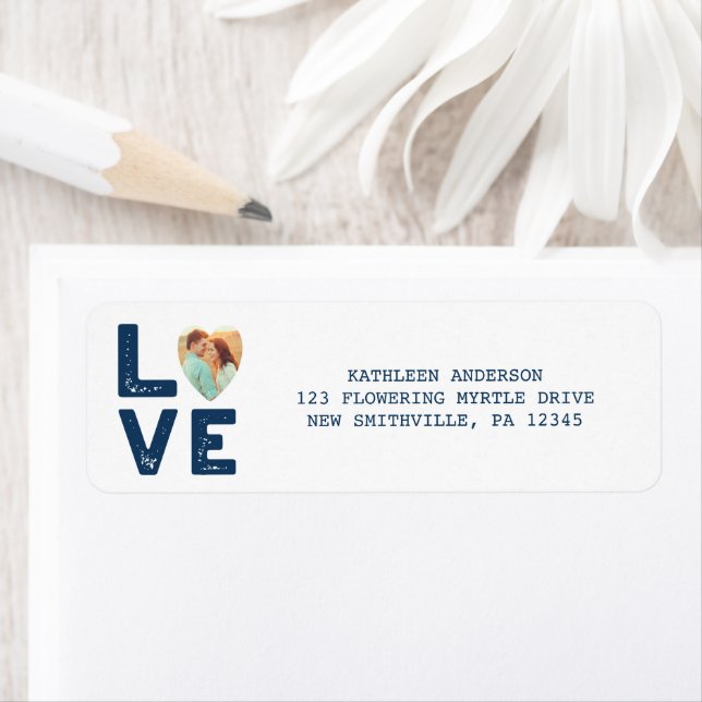 LOVE Graphic Heart Photo Return Address Label (Insitu)