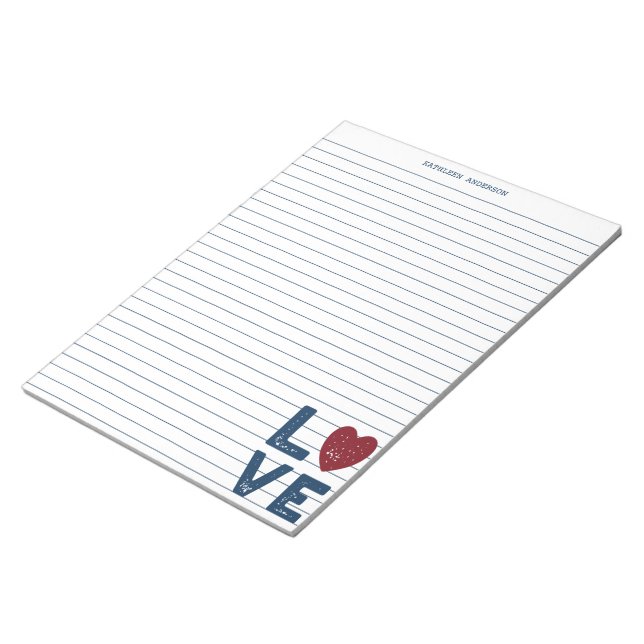LOVE Graphic Lined Writing Paper Stationery Notepad (Angled)