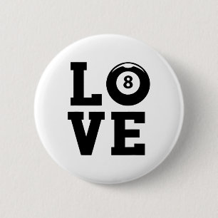Love Graphic Pool Billard Snooker Billard Cue 8-ll 6 Cm Round Badge