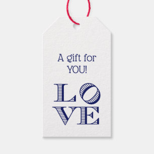 LOVE Graphic Text - Blue Gift Tags