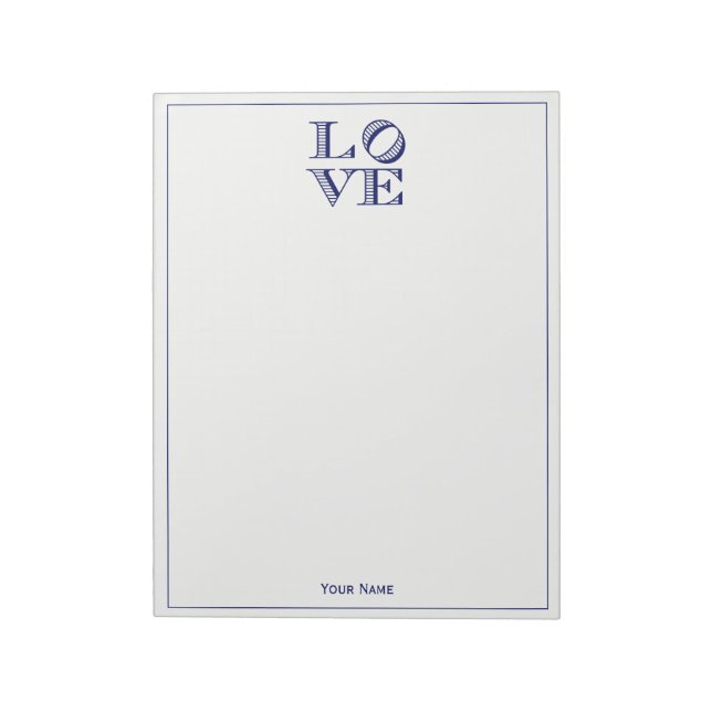 LOVE Graphic Text - Blue Notepad (Rotated)