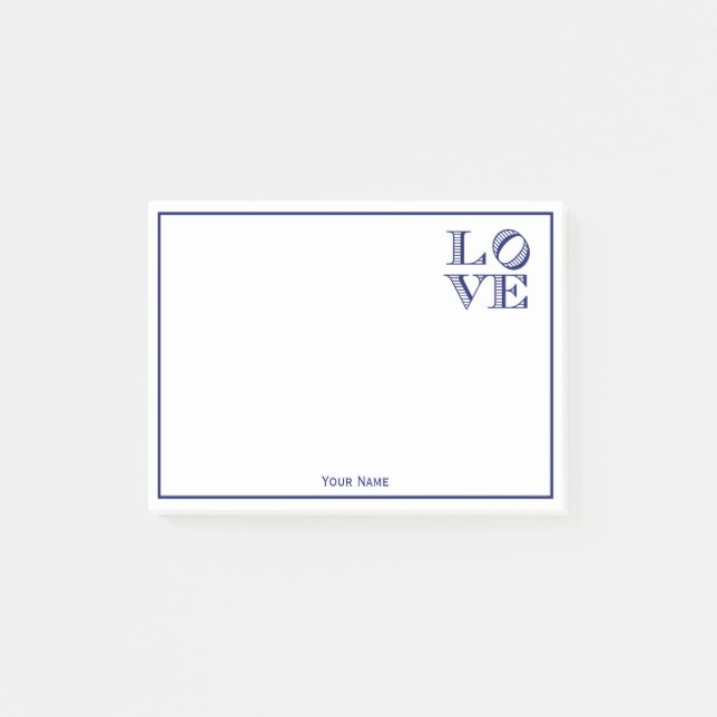 LOVE Graphic Text - Blue Post-it Notes (Front)
